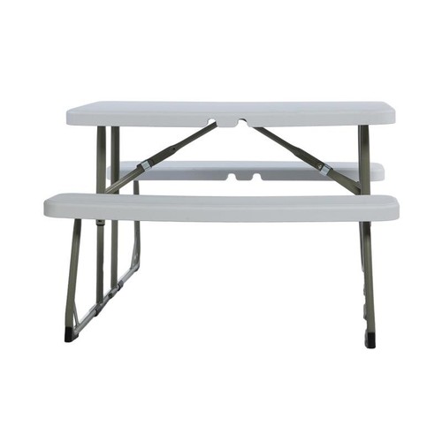 32"W x 37"D White Plastic Kids Outdoor Picnic Table and Benches with Metal Frame - Picture 4 of 13