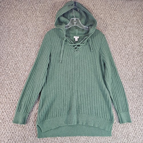 LL Bean Hooded Sweater Womens Medium Long Sleeve Knit Pullover Drawstring Hood - Bild 1 von 8