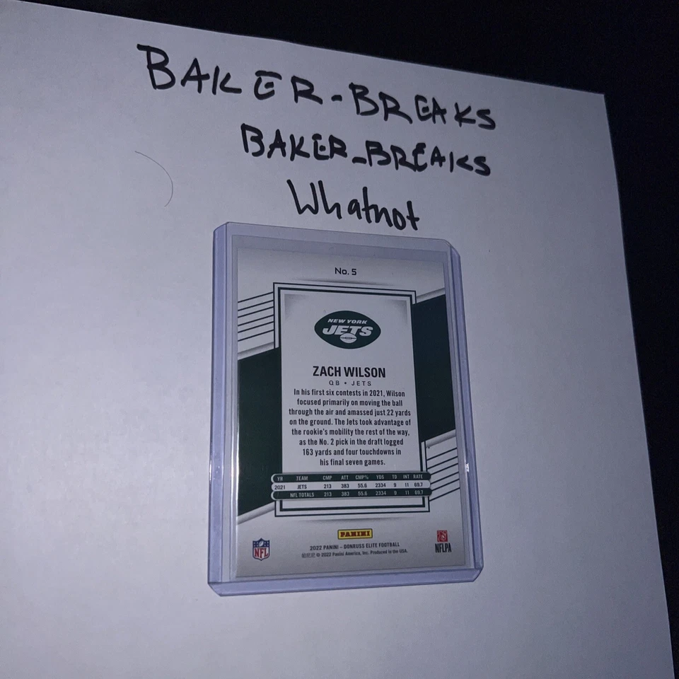 Zach Wilson Donruss Elite FOTL Exclusive Gold /10  - Image 2 of 2