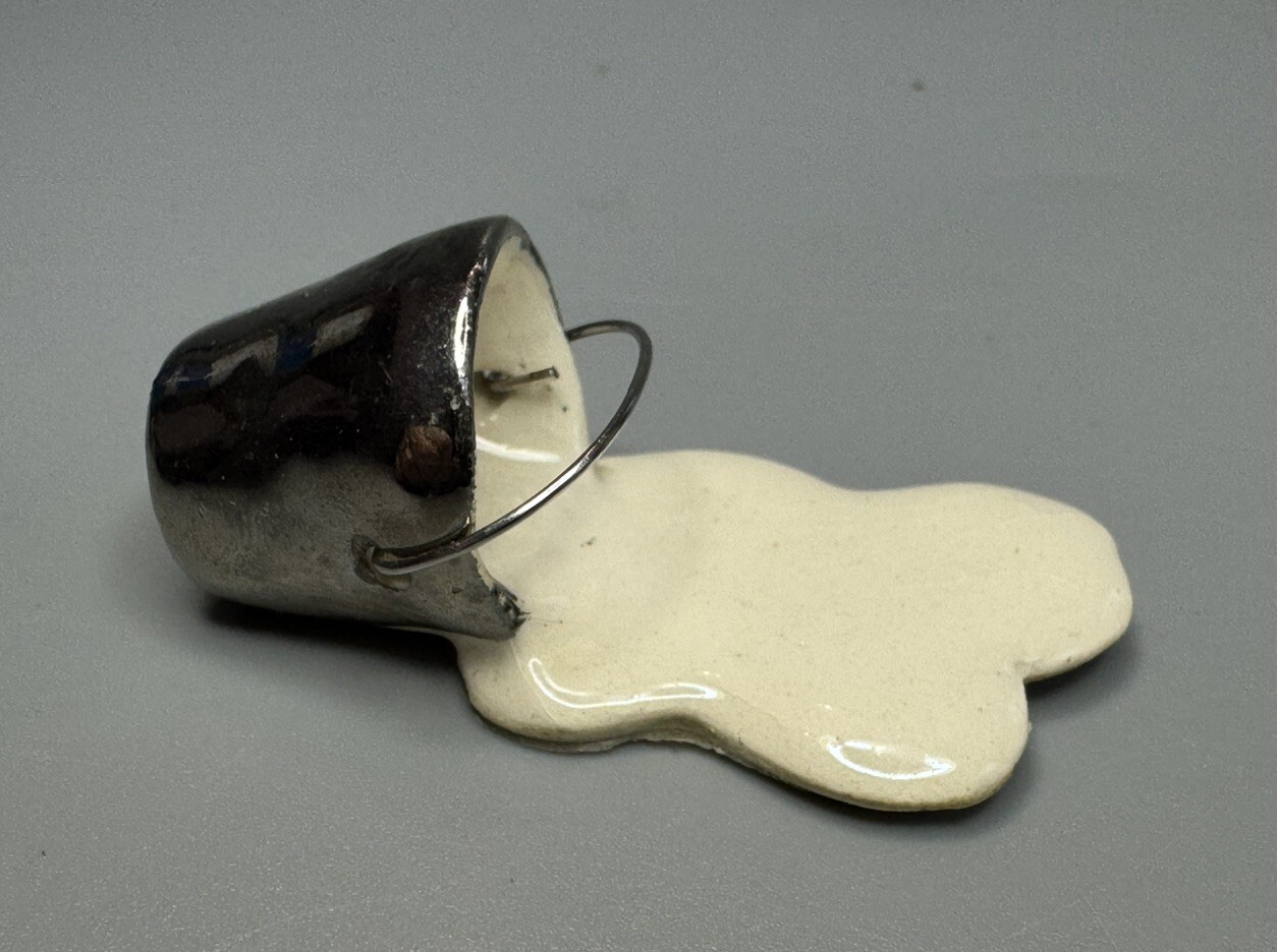 Vintage Hagen-Renaker Mini Spilled Milk Bucket Pail for Farmhouse Dollhouse Decor