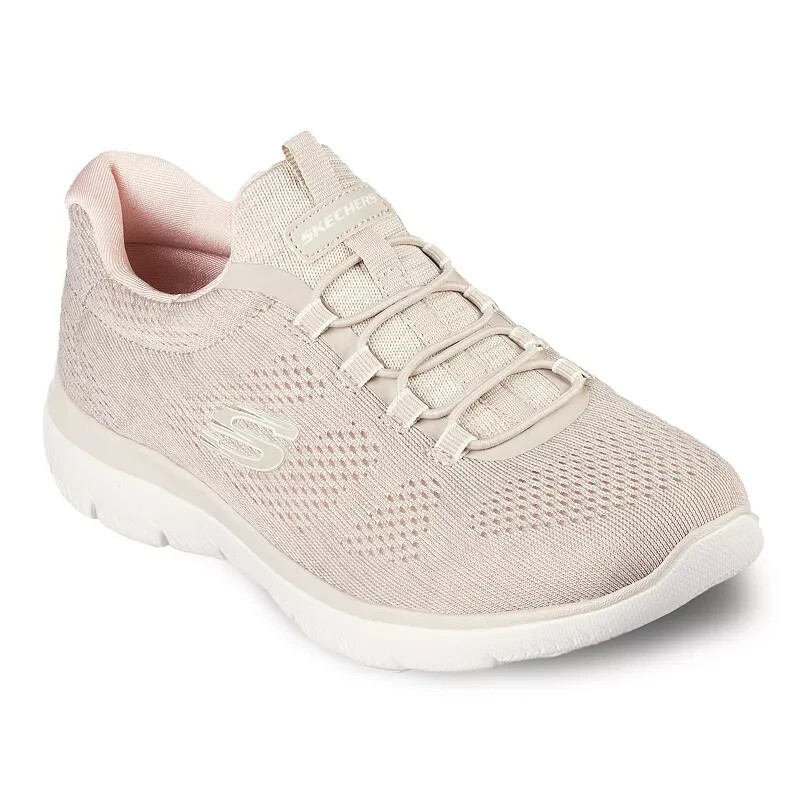 NEW Skechers Womens Summits Fun Flare Slip On Beige Walking Shoes