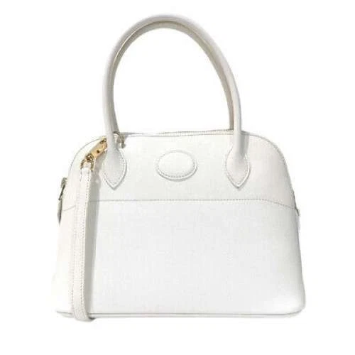 HERMES Bolide 27 Veau Epson White Silver Hardware Women's Handbag  Pre-owned