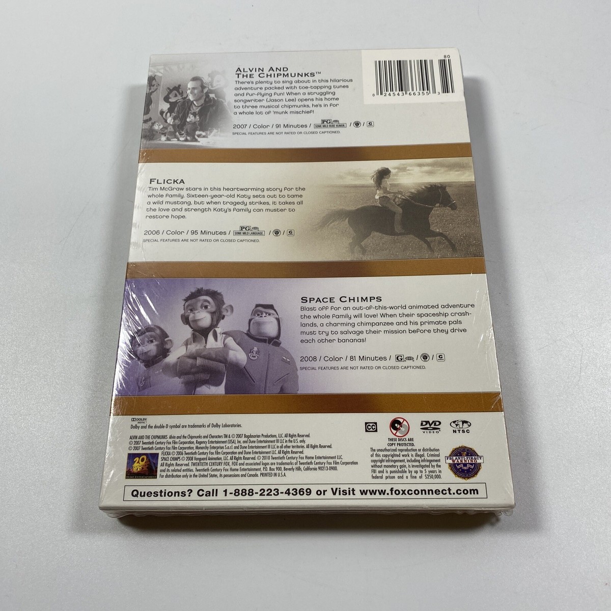 【(*^^*)】DVD Alvin and the Chipmunks/Flicka/Space Chimps (DVD, 2010, 3