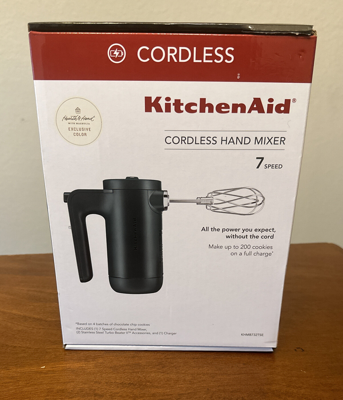 NEW KitchenAid Cordless Hand Mixer 7 Speed KHMB732TSE Hearth &Hand w