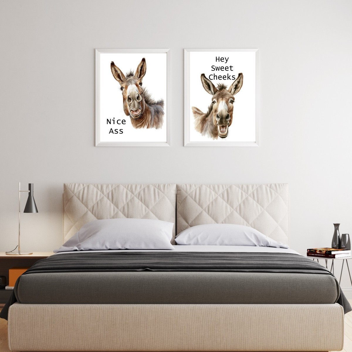 Asino divertente Hello Sweet Cheeks Quote Pittura su tela Bagno vintage Poster e stampe Immagini a parete Soggiorno15,7 x 19,6 (40x50 cm) Senza cornice