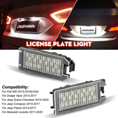 2x LUC 6000K Xenon White LED License Plate Lights – Fits Fiat 500, Dodge Viper, Jeep Grand Cherokee/Compass