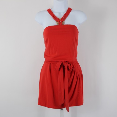 Pagliaccetto Cache NUOVO $138 taglia M corallo rosa tono oro hardware cintura rayon spandex - Foto 2 di 15