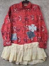 OOAK Magnolia Boho Indie Upcycled Art Jacket Western Country Gypsy Chic Women M