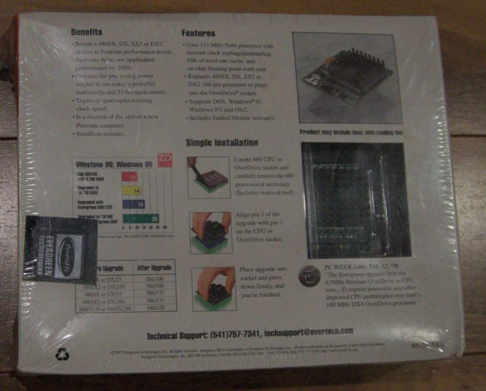 NOS Evergreen Technologies 586 AMD 5X86 133MHz Socket 3 Overdrive - Image 3 of 4