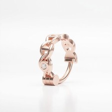14K Rose Gold Diamond Chain Nose Ring with Clicker Closure Cartilage Piercings