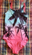 NEW kids girls H M palm tree swimsuit size 12-14Y