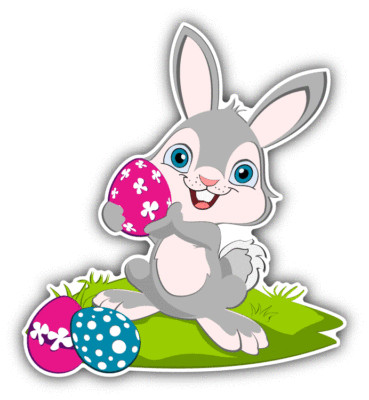10cm Car Sticker Decal Laptop Colour Easter Bunny Pin Egg Toon Comic H2026