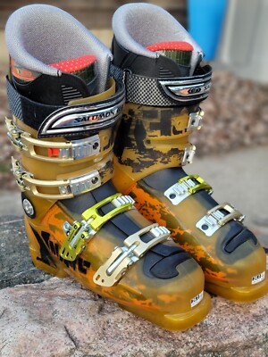 NEW SALOMON X WAVE 10.0 ALPINE SKI BOOTS SIZE 26 78014428 Yellow