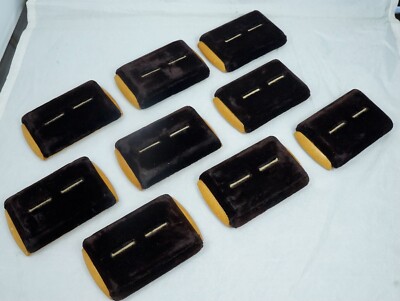 9x Art Deco Brown Velvet Wood Jewelry Store Presentation Display Retro Vintage