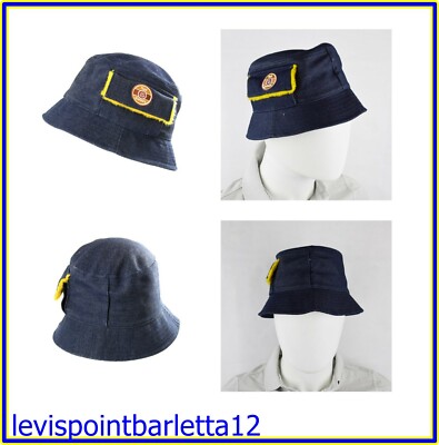 Levis cappello da pescatore uomo berretto caccia pesca donna in di jeans  blu M L | eBay