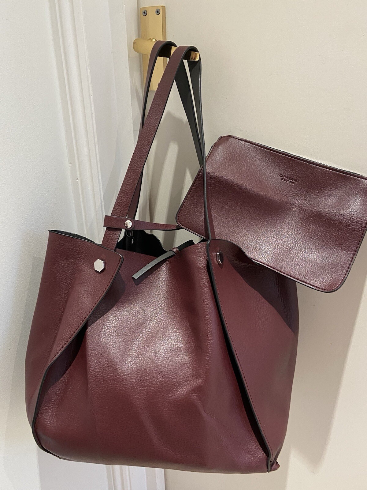 Zara Basic Collection Reversible Tote Handbag Gre… - image 15