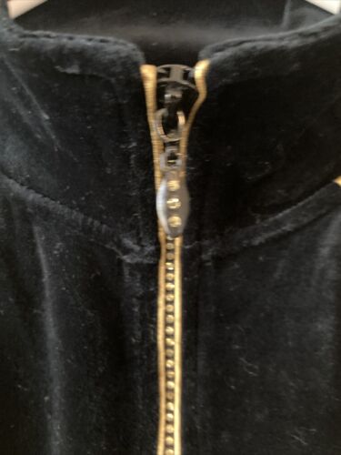 Quacker Factory Womens Black Velour Zip Jacket Gold/Rhinestone Trim Sz.M - NWT - Picture 7 of 9