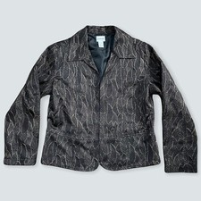 Chico's Metallic Leaf Lined Blazer size 1 Preowned No Button Great Condition