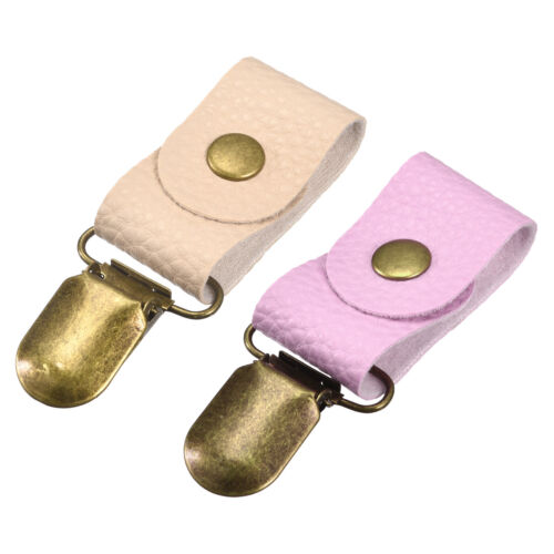 Hat Clips for Travel, 2pcs PU Leather Hat Clips for Bag(Apricot, Purple) - Afbeelding 1 van 6