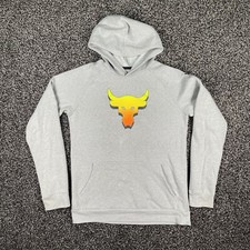 Under Armour Project Rock Hoodie Sweatshirt Boys Youth Size XL Grey Pullover