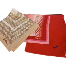 Vintage Paoli Designer Scarf Lot of 3 Scarves Red, Pink, Beige, EUC