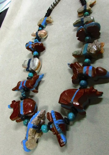 Large Unusual Southwest Style Fetish Necklace + - Picture 3 of 3