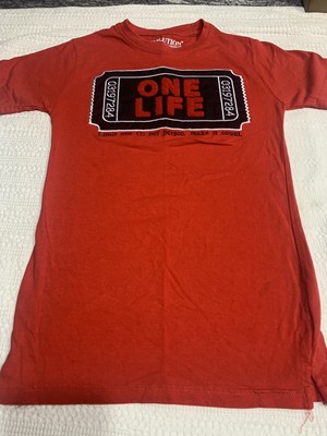 One Life Make It Count Kids Red Tunic Tshirt Size Small 8 Youth New Embroidered