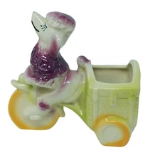 Vintage Shawnee Pottery USA 712 Poodle Pedal Cart Kitsch Pottery Planter
