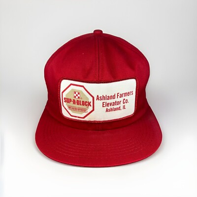 Vintage K-Brand Purina SUP-R-BLOCK Hat Ashland Farmers Elevator Co, Cap w/ Patch
