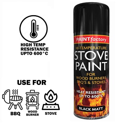Herdfarbe schwarz matt Spray Hochtemperatur hitzebeständig BBQ Brenner 400ml