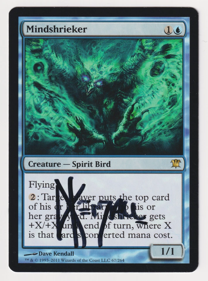 Signed Mindshrieker Proof Sketch MP Innistrad Artist Dave Kendall MTG Magic AP! - Image 2 of 2