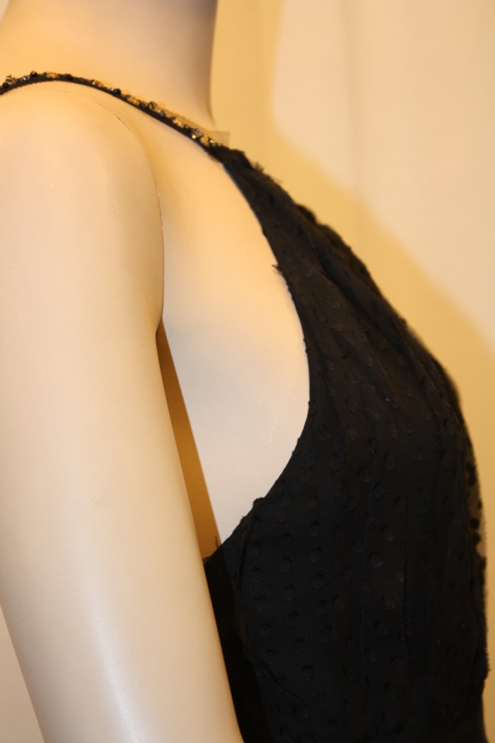 Robe Longue BCBG Max Azria Noire Burn-out Plissée - Avec Perles - Taille 0 - Neuf Sans étiquettes