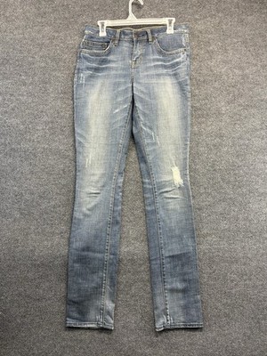 Buffalo David Bitton Jeans Women 8 Long Gitane Straight Stretch Whiskered Denim