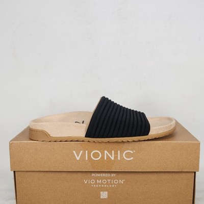 8.5 WOM - Vionic Evie Knit - Black Stretch Comfort Slide