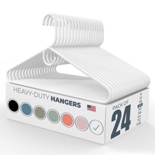 USA-Made Heavy-Duty Plastic Hangers White 12, 18, 24, 30, 36, 72 Packs Thick