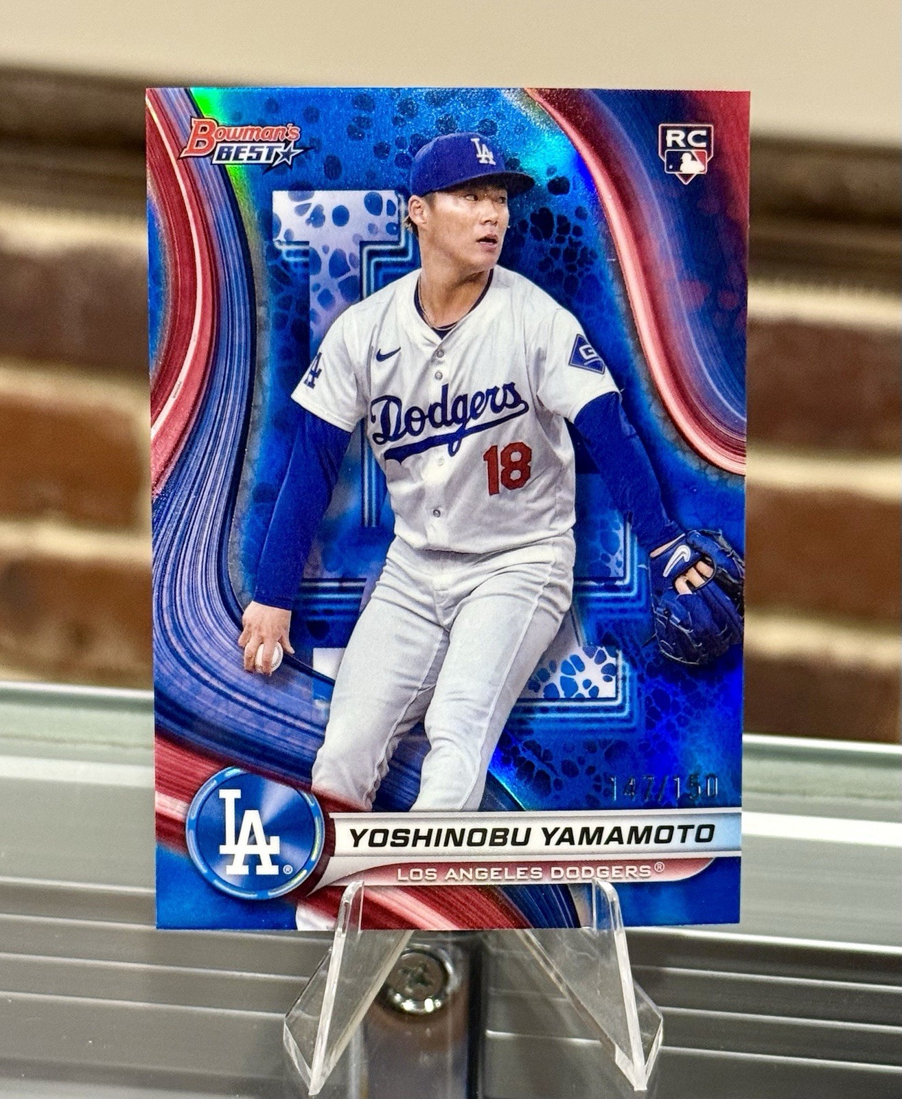 2024 Bowman's Best YOSHINOBU YAMAMOTO RC #/150 BLUE REFRACTOR Dodgers Color Matc