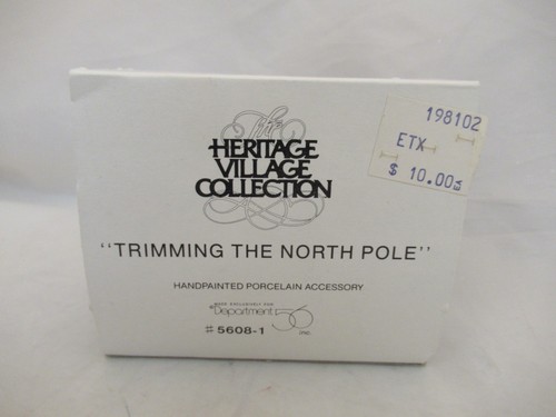 Heritage Village Dept 56 TRIMMING THE NORTH POLE W/Box #5608-1 - "Retired" - Picture 4 of 5