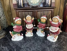 VTG Home Interiors & Gifts "Skatin' and Skiin'" Gingerbread Christmas Figurines
