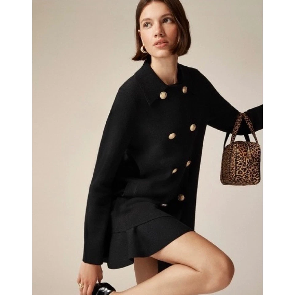 NWT! J. CREW Warwick Sweater Blazer Black Crested Buttons Double Breasted Medium - Image 4 of 4