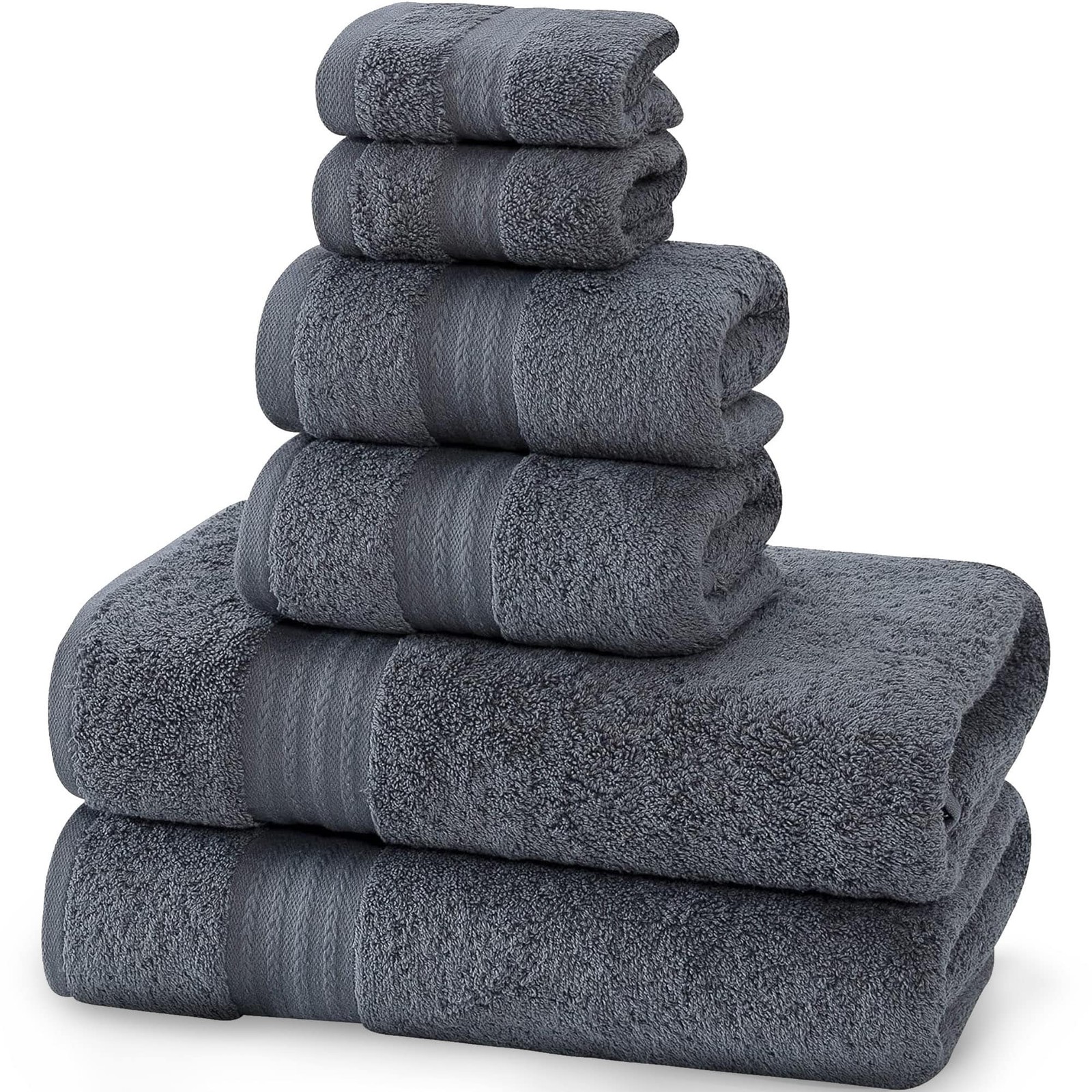Brizza Flume 6-Piece Cotton Towel Set for Home Bath and Shower