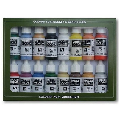 Acrylicos Vallejo VJP70140 17 ml Basic Colors USA Model Paint - Set of 16