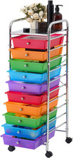 Rolling Cart with Drawers, 10 Drawer Storage Organizer, Mobile Utility Cart with
