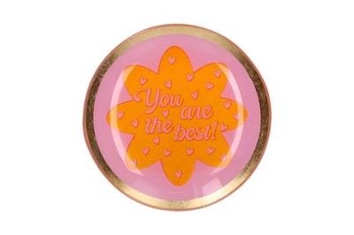 Gift Company Love Plates, Glasteller S, Motiv: You are the best, rund, rosa