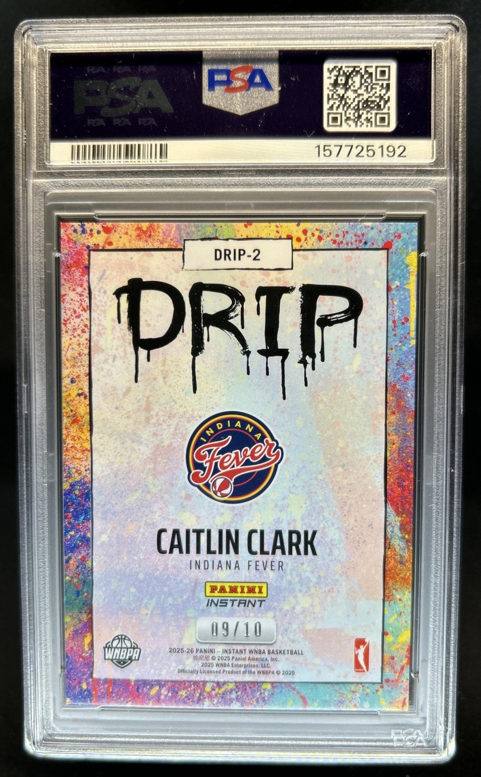 2025 Panini Instant WNBA Drip Caitlin Clark Silver Gold #/10 Fever PSA 9 view 2