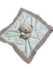 Carters Teddy Bear Security Blanket Lovey Tan Cream Circles