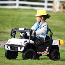 TOBBI Ride on Kids Cars Dump Truck with Remote Control for Kids 3-8 Years, White
