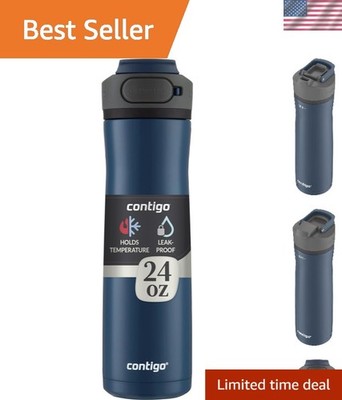 24oz Blueberry Stainless Steel Water Bottle   Vacuum Insulated & Easy-Clean Lid