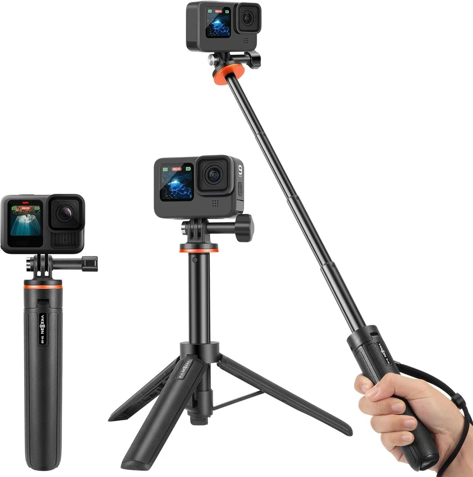 Selfie Stick Stativ für Actioncams 51cm Teleskop Reisestativ Halterung - Bild 3 von 4
