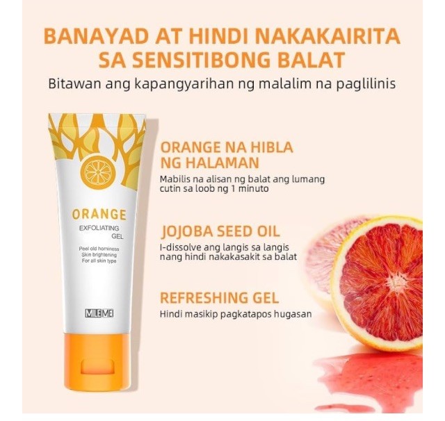Orange Exfoliating Gel Scrub Face Body Skin Orange Peeling Gel Deep Moisturizing