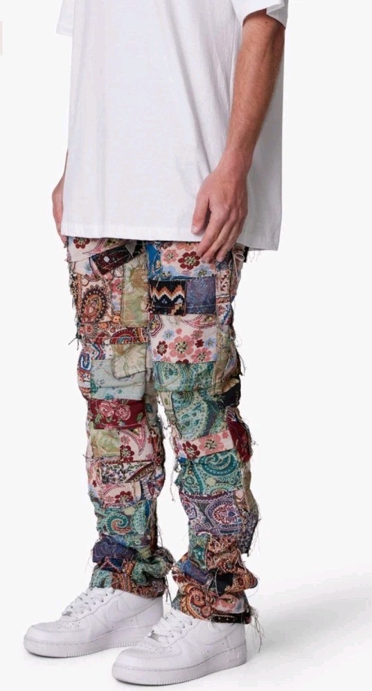 MNML Paneled Patchwork Blanket Pants Deadhead Fes… - image 2